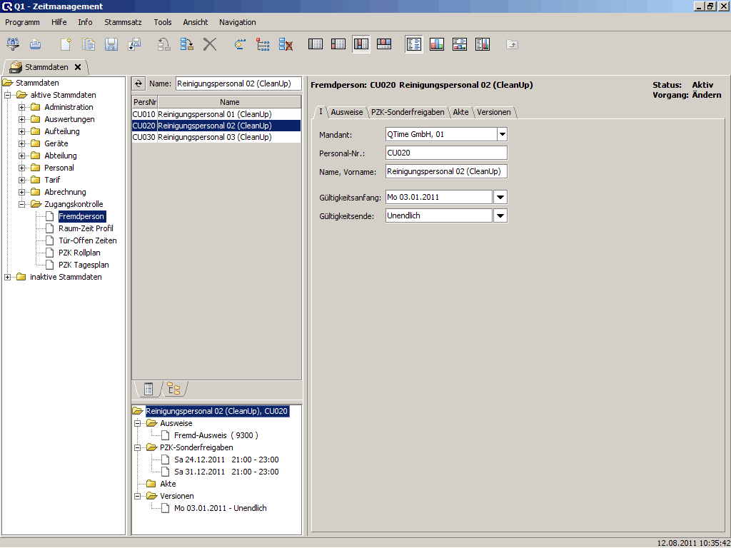 Auswertung Zutrittsprotokoll Fremdperson